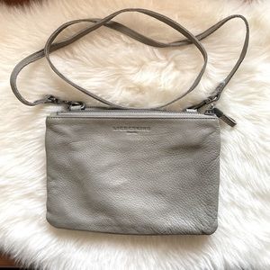 Grey leather crossbody bag